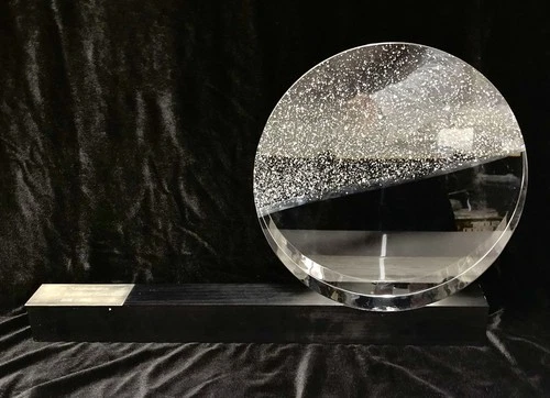 David Dowler for Steuben Glass Day & Night Sculpture w/ Base & Presentation Box