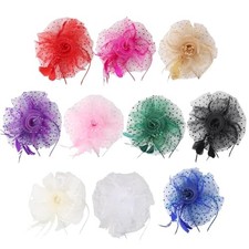 10 Pcs Vintage Fascinators for Women - Floral Feather Mesh Headpieces with