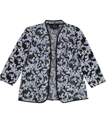 Alex Evenings Womens Embroidered Floral Jacket, Black, Medium
