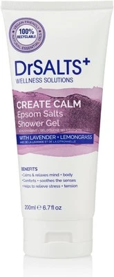 BRAND: DR SALTS DrSALTS+ Create Calm Shower Gel - Soothing Epsom Salts to 200 ml (Pack of 1)
