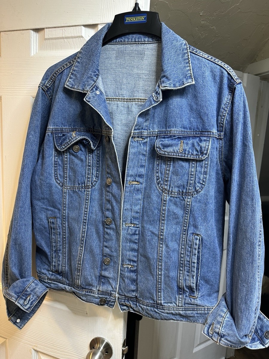 Iron Maiden Men's Blue Denim Jacket Button Front Back Graphic