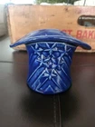 Vintage unmarked McCoy Pottery Top Hat w/stars planter in HTF Colbalt Blue