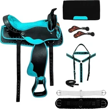 Western Barrel Synthetic Cordura Horse Saddle with all set incuding saddle pad