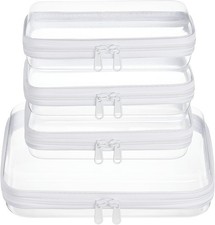 4 pcs Clear Zipper Pouches,Hard Shell Zipper Case