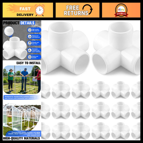 1 Inch 5-Way Cross PVC Fitting - Durable Schedule 40 Connector, 20 Pack