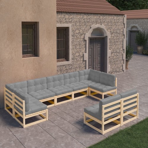 Garten Lounge Set Gartenmöbel Sofa Sitzgruppe 9-tlg. Massivholz Kiefer vidaXL - Bild 5 von 56