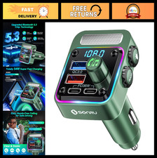 Bluetooth 5.3 FM Transmitter Car Adapter, 54W Fast Charger, Hands-Free Calling,