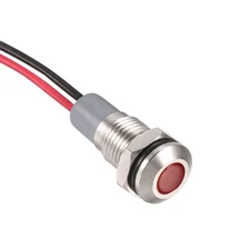 Signal Indicator Light AC/DC 12V-24V 8mm Red LED Metal Shell Lamp