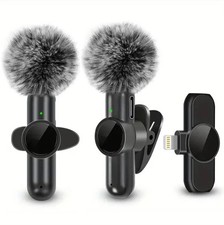 Wireless Clip-On Lavalier Microphone Noise Reduction Plug  Play