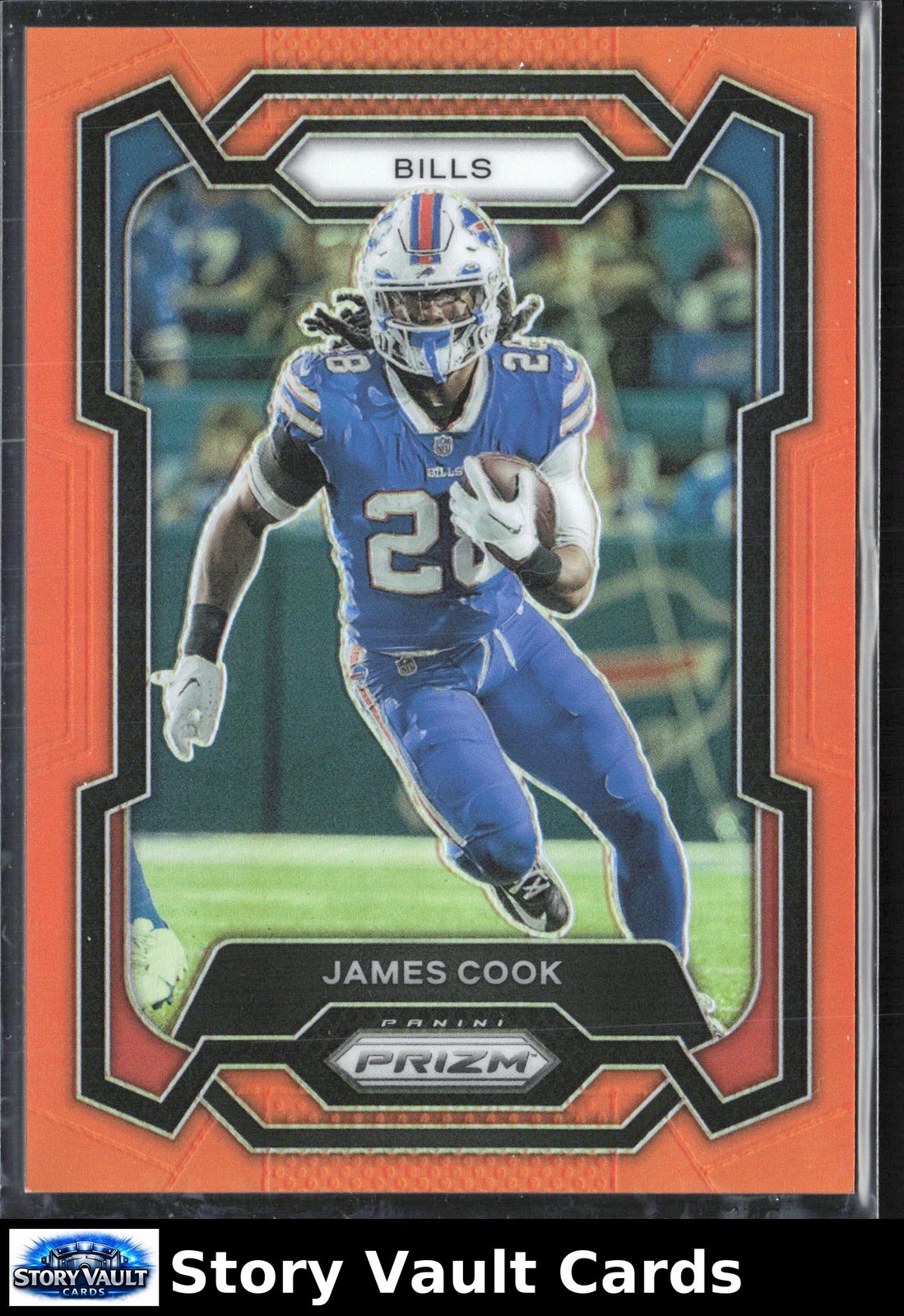 James Cook 2023 Panini Prizm #30 Orange Prizm #/249 Buffalo Bills RC Football