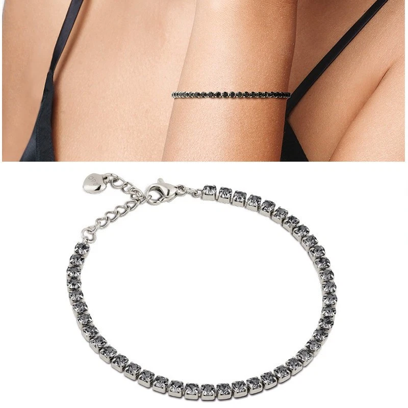 Bracciale tennis OPS donna acciaio color argento pietre colorate 3mm regolabile - Immagine 2 di 3