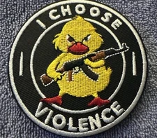 I CHOOSE VIOLENCE 3x3 Embroidered Morale Patch Hook Backing Brand New