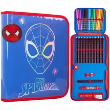 Marvel Spiderman Pencil Case with Colored Pencils Markers School Supplies Set...