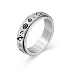Stainless Steel Planet Anxiety Spinner Ring for Men Woman Fidget