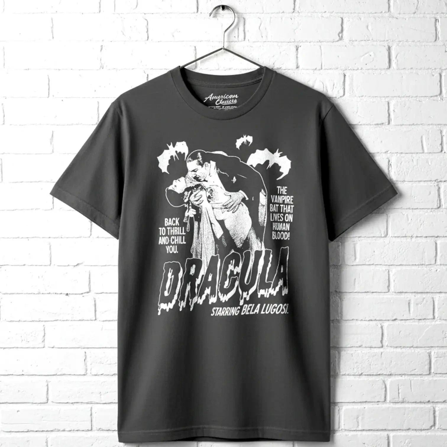 Bela Lugosi Dracula Vampire Bat that Lives on Human Blood Men's T Shirt Vintage