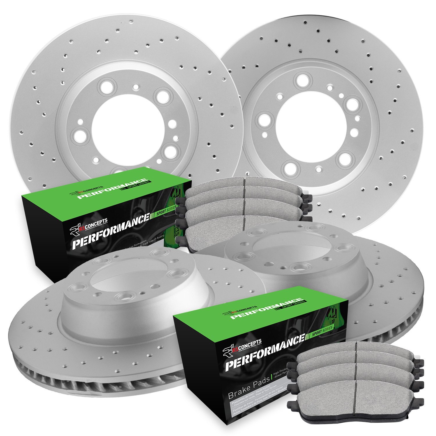 For BMW 745i 02-05 Drilled Front & Rear Brake Kit w Performance Sport Pads
