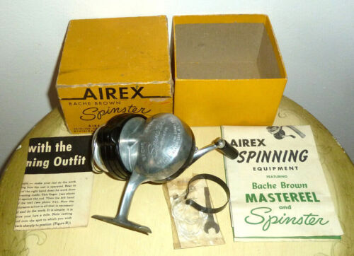 Vintage Airex Spinster Bache Brown Model 5 Fishing Reel | eBay