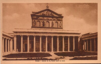 Vintage Postcard Roma Chiesa di San Paolo fuori le mura BW white border