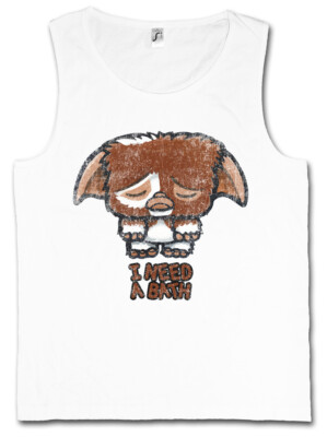 I NEED A BATH HERREN TANK TOP Fun Gremlin Gremlins Symbol Light Fun Gizmo Sign