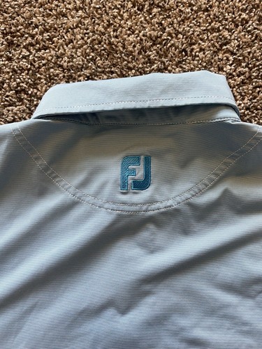 Footjoy FJ Polo Shirt Mens Size XL Blue Striped Short Sleeve Golf Casual Stretch - Picture 5 of 8