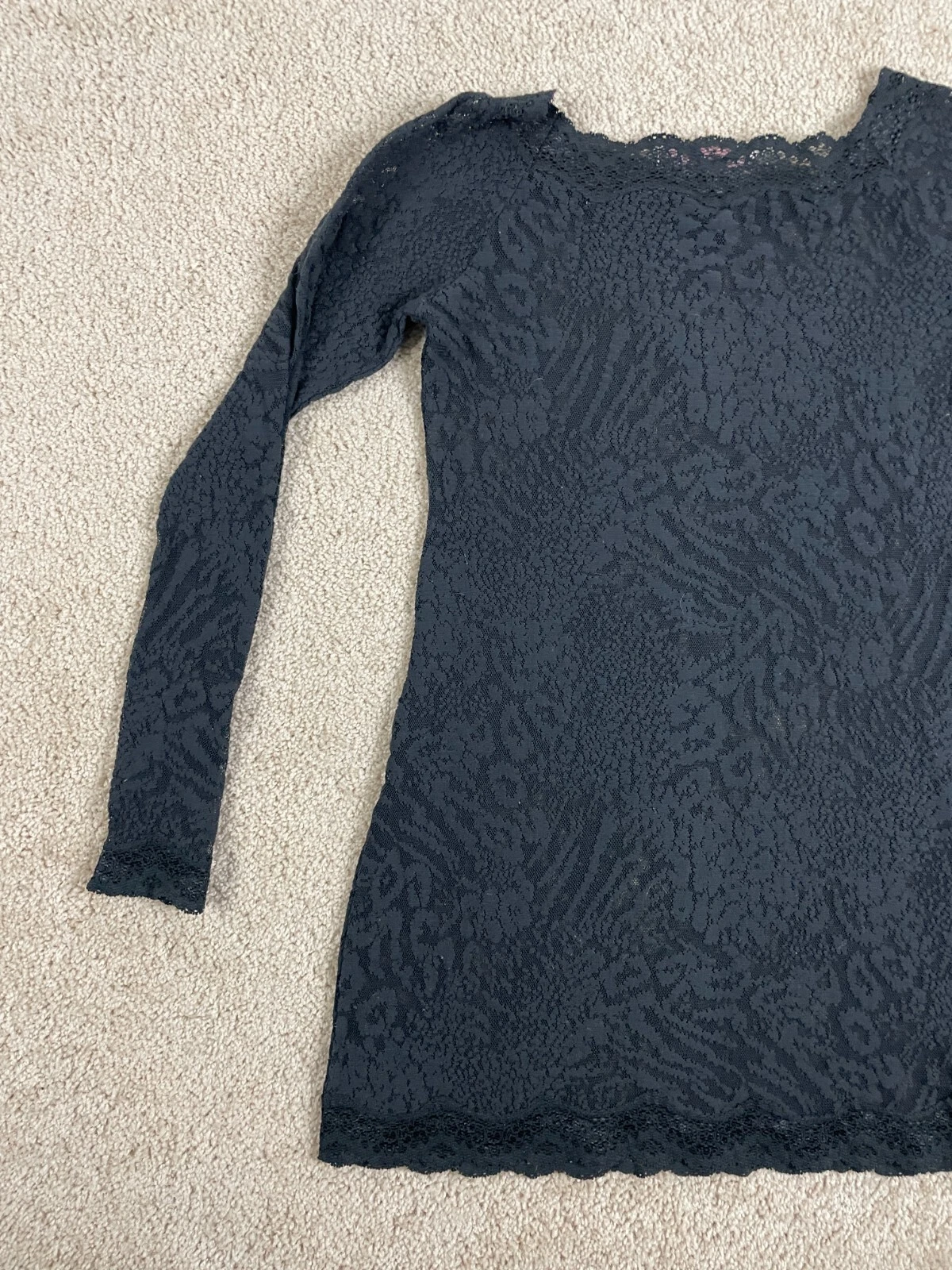 UNDERCOVER Abito tubino Victorias Secret donna grande scollo barca pizzo maglia tinta unita nero