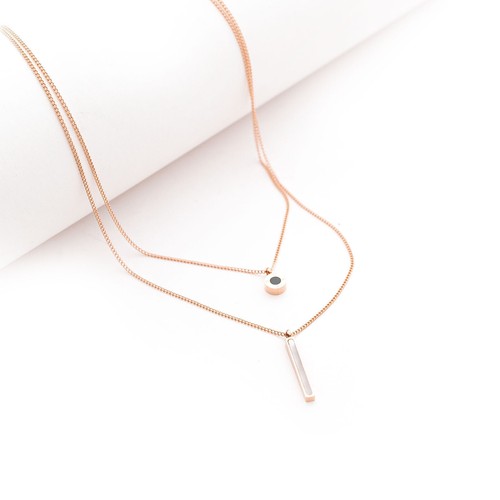 Halskette filigrane Doppel-Kette mit 2 Anängern edles Design Edelstahlschmuck - Bild 8 von 10