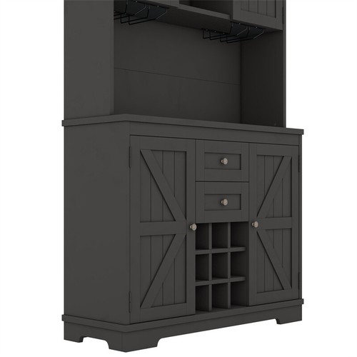 Coffee Bar Cabinet Farmhouse Buffet Cabinet with Storage 73.8"Tall Bar Cabinet - Picture 8 of 19