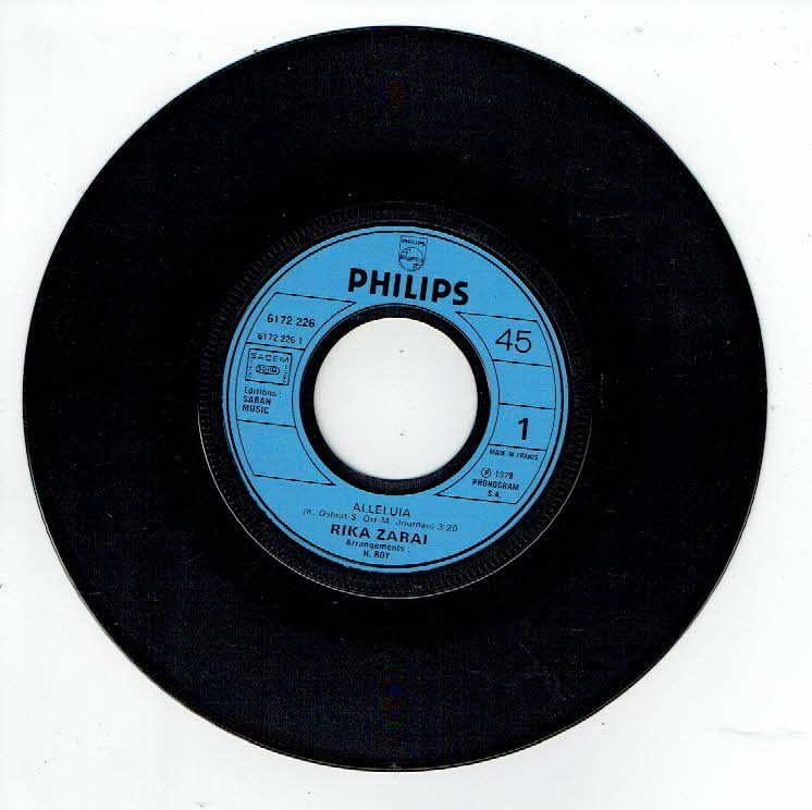 Rika Zarai Vinyl 45 RPM 7 " Hallelujah when La Music Finished philips