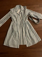 Draper James Blue Striped Shirt Dress 0 Fit & Flare 100% Cotton NWT