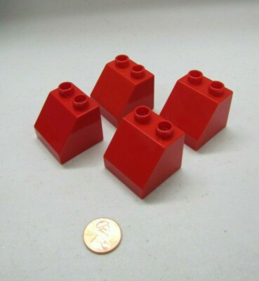 Lego Duplo Block Red 2X2X2 Slope 45 Ramp Brick 4 Block Lot Building Castle Farm