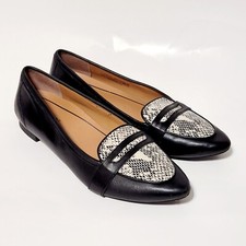 Vionic Savannah Black White Snake Leather Slip On Slip On Loafers Wms 9US 41EU