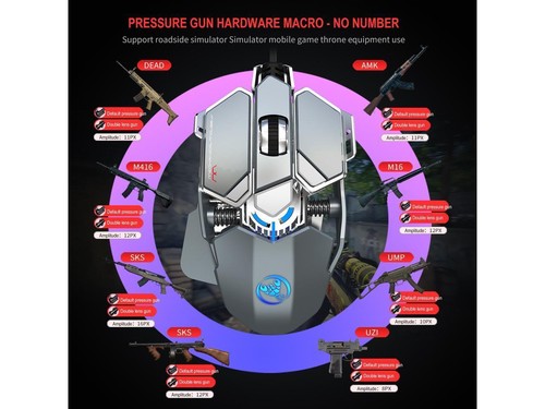 Mouse Gaming Cablato LED Retroilluminato Programmabile Mouse Meccanico 6400 DPI per PC Gam - Foto 5 di 9