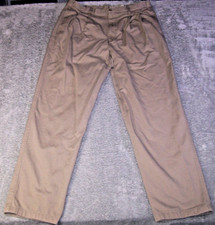 Eddie Bauer Pant Men's 35x31 Relaxed Fit Flat Front Chino Khaki Brown Tan Beige