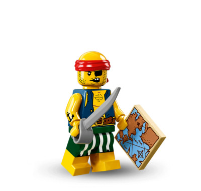Lego Serie 16 Scallywag Pirat Minifigur mit Schatzkarte und Schwert