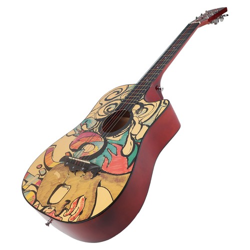 Wooden Guitar 38in Graffiti Pattern High Density Fingerboard Acoustic Guitar For - Picture 22 of 22