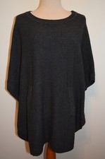 New Womens Lane Bryant Cape Sweater 14/20 Gray Acrylic Poncho Top