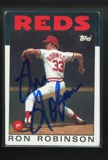 1986 Topps RON ROBINSON Signed Card autograph auto REDS BREWERS GINGER