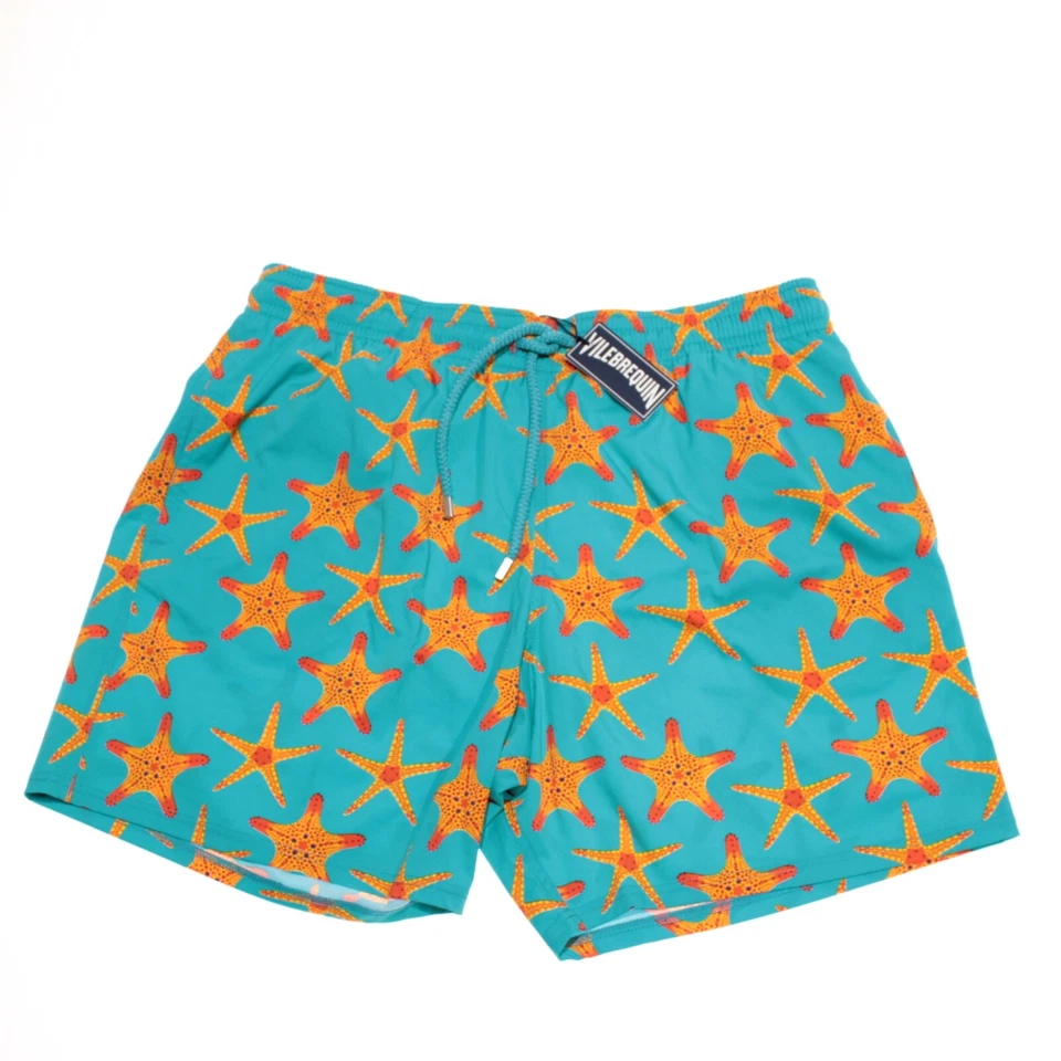 Traje de baño Vilebrequin nuevo con etiquetas talla XXL EE. UU. en azul con mezcla de poliamida de pez estrella naranja Foto 2 de 4