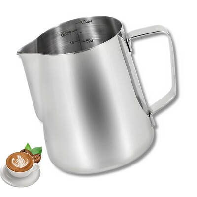 DIVID  Milchkanne 600ml / 20 FL.OZ | Milchkännchen | 304 Edelstahl Milchaufschäu