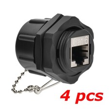 4 PACK - CAT6 RJ45 Outdoor Shielded Waterproof Panel Mount Coupler w/Dust Cap