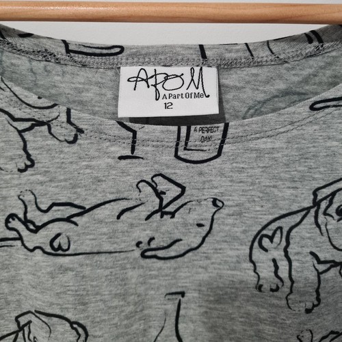 A part of me APOM - "the perfect day" Puppy Dog Wine top shirt Size 12 - Picture 4 of 5