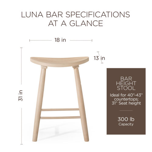 Maven Lane Luna Bar Stool in Light Oak Wood Finish (Open Box) - Picture 5 of 6