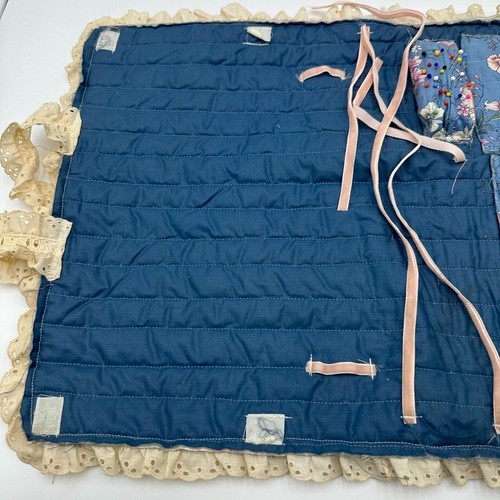 Quilted Floral Handmade Project Bag Travel Vintage 80s Pockets Pincushion - Picture 5 of 8
