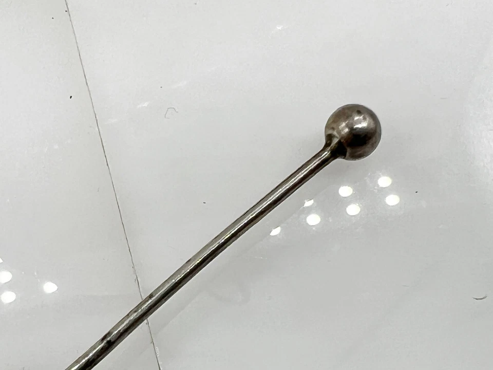 ANTIGUA CUCHARA MOSTAZA CONDIMENTO PEQUEÑO VICTORIANO PLATA MACIZA BOLA TAPA DE CHUCHERÍA Foto 3 de 4