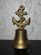 Vintage Nautical Brass Hand Bell   Ship Anchor/Rope   Home D cor 6.25"H