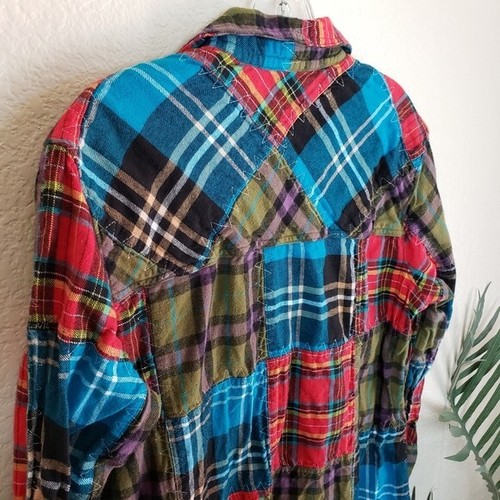 Soft Surroundings Madras Patchwork Flannel Crochet Shirt Dress size S Oversized - Picture 11 of 11
