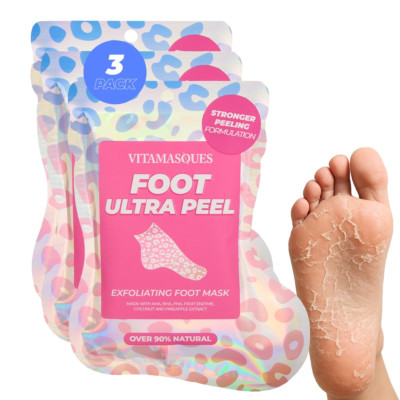 Ultra Peel Exfoliating Foot Mask, with Coconut & Pineapple Extract (Pack of 3)