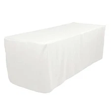 5' ft. Fitted Polyester Table Cover Wedding Trade show Booth DJ Tablecloth WHITE