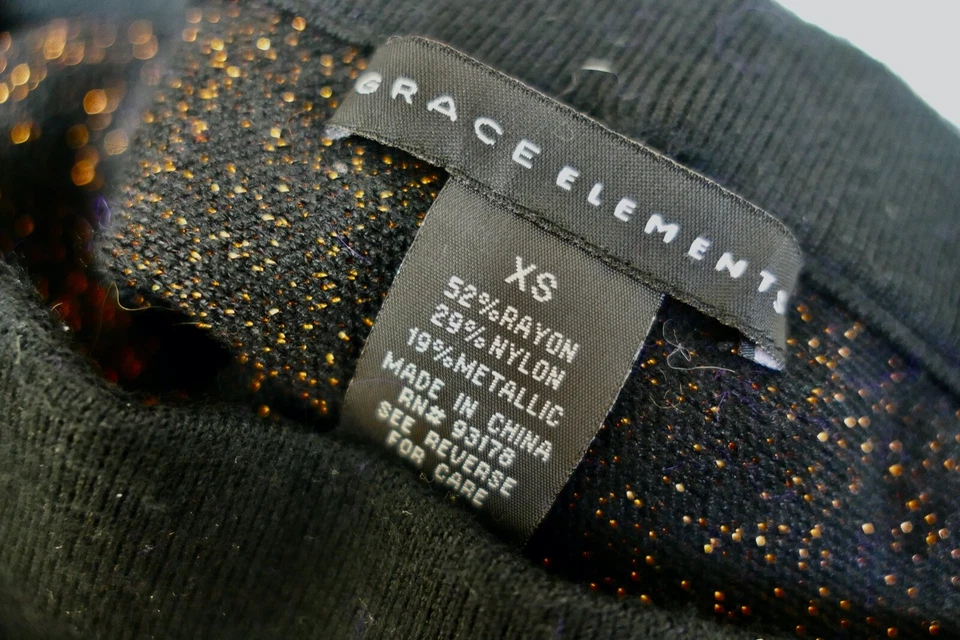 Falda Grace Elements Rich Knit Negra Cobre Cojo Metálico Brillo Columpio XS Foto 4 de 4