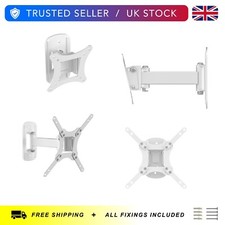 TV Wall Bracket Mount Tilt & Swivel for 12 - 39" Monitors White Full Motion